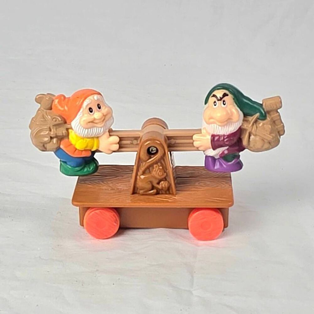 Disney Snow White Dwarfs See-Saw Toy – Happy & Grumpy – Pull / Push Rolling